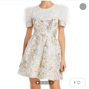 Black Halo from Tucknuck feather and jacquard mini dress wedding white